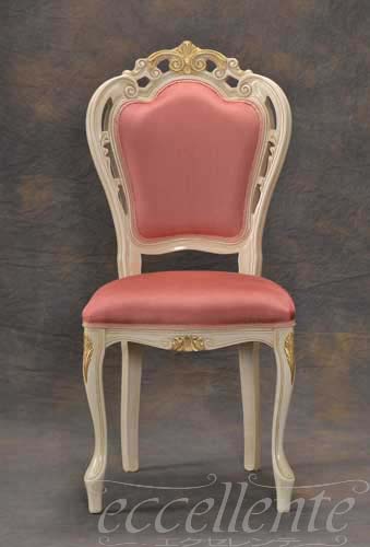 ダイニングチェア 布張り ピンク アンティークホワイト